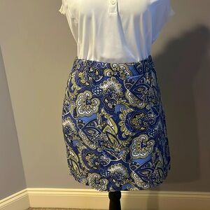 Greg Norman Collection Gold and Blue Skater Mini Skirt